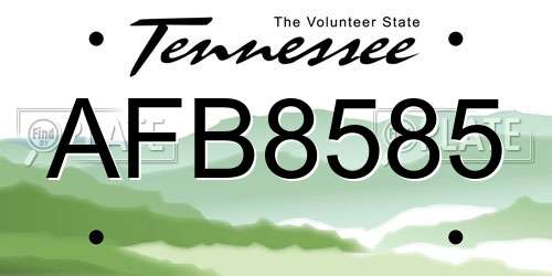 AFB8585 Tennessee License Plate
