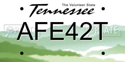 AFE42T Tennessee License Plate