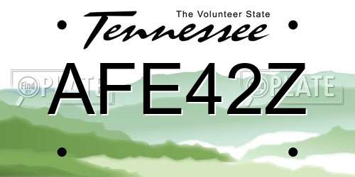 AFE42Z Tennessee License Plate