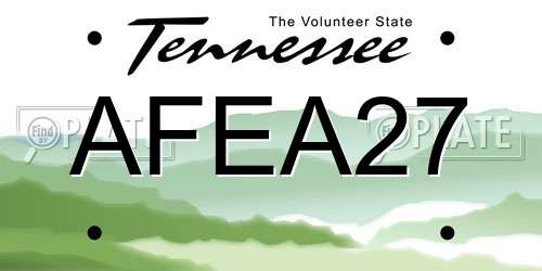 AFEA27 Tennessee License Plate