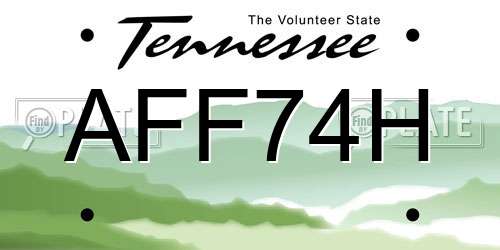 AFF74H Tennessee License Plate