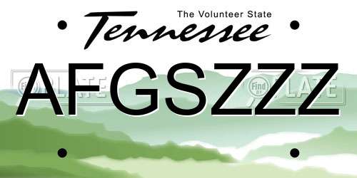 AFGSZZZ Tennessee License Plate