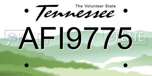 AFI9775 Tennessee License Plate