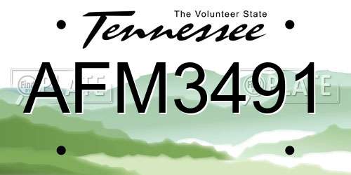 AFM3491 Tennessee License Plate