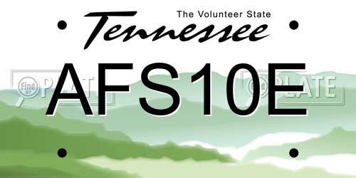 AFS10E Tennessee License Plate