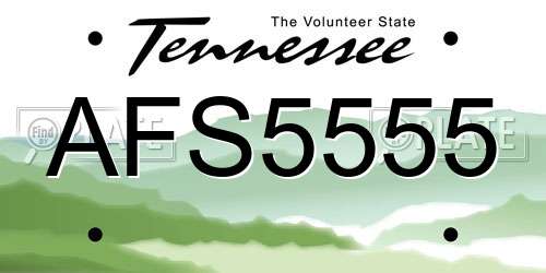 AFS5555 Tennessee License Plate