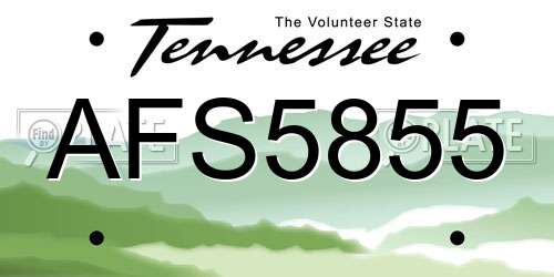 AFS5855 Tennessee License Plate