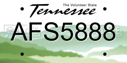 AFS5888 Tennessee License Plate