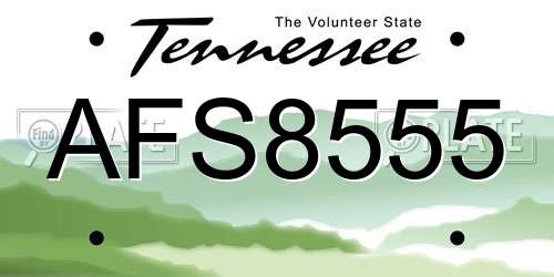 AFS8555 Tennessee License Plate