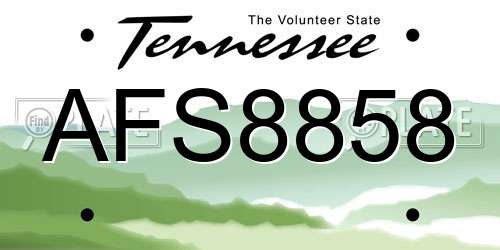 AFS8858 Tennessee License Plate
