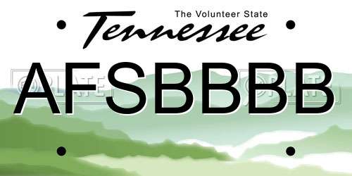 AFSBBBB Tennessee License Plate