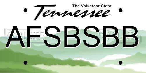 AFSBSBB Tennessee License Plate