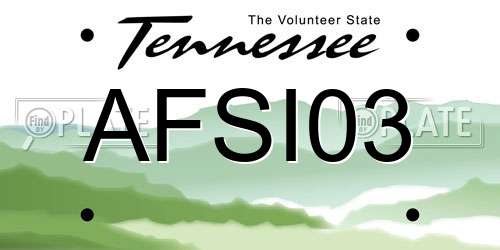 AFSI03 Tennessee License Plate