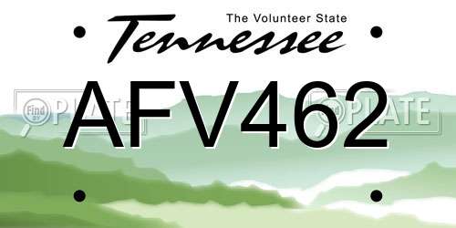 AFV462 Tennessee License Plate
