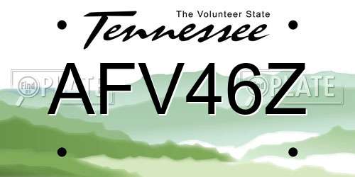 AFV46Z Tennessee License Plate