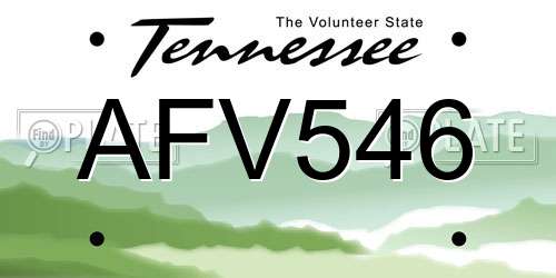 AFV546 Tennessee License Plate