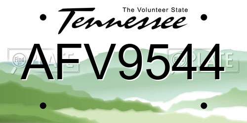 AFV9544 Tennessee License Plate