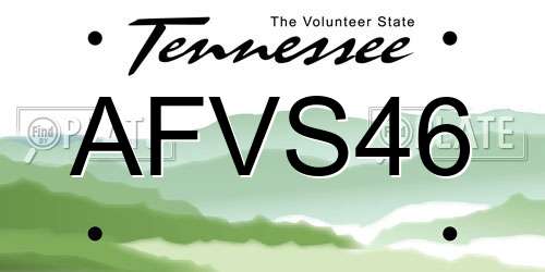 AFVS46 Tennessee License Plate