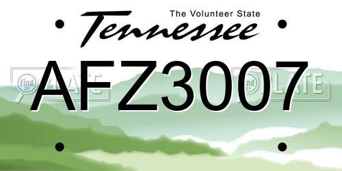 AFZ3007 Tennessee License Plate