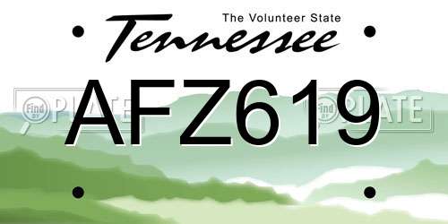 AFZ619 Tennessee License Plate