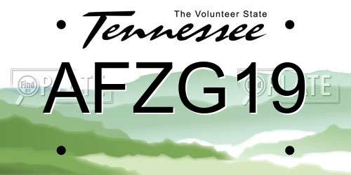 AFZG19 Tennessee License Plate