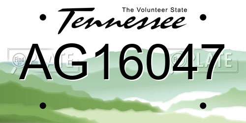 AG16047 Tennessee License Plate