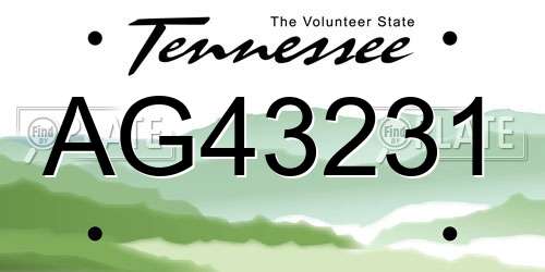 AG43231 Tennessee License Plate