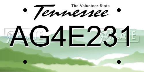 AG4E231 Tennessee License Plate