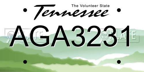 AGA3231 Tennessee License Plate
