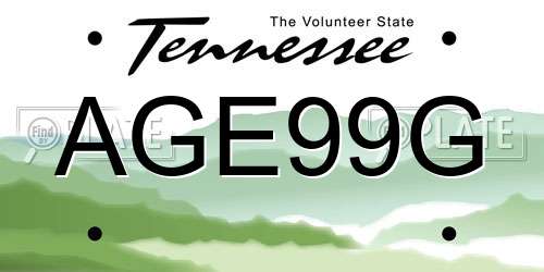 AGE99G Tennessee License Plate