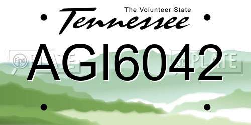 AGI6042 Tennessee License Plate