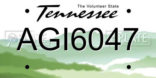 AGI6047 Tennessee License Plate