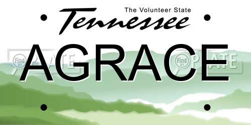AGRACE Tennessee License Plate