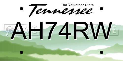 AH74RW Tennessee License Plate