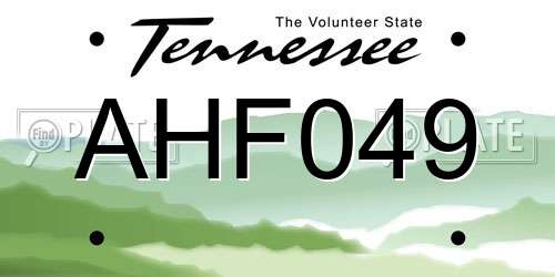 AHF049 Tennessee License Plate