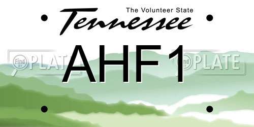 AHF1 Tennessee License Plate