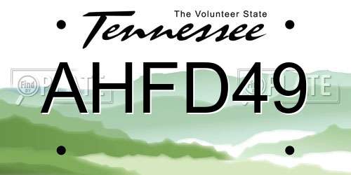 AHFD49 Tennessee License Plate