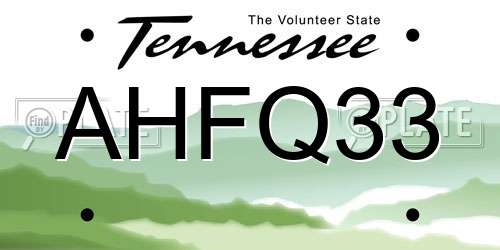 AHFQ33 Tennessee License Plate