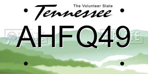 AHFQ49 Tennessee License Plate