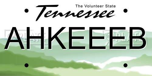 AHKEEEB Tennessee License Plate