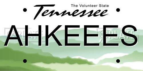 AHKEEES Tennessee License Plate