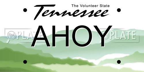 AHOY Tennessee License Plate