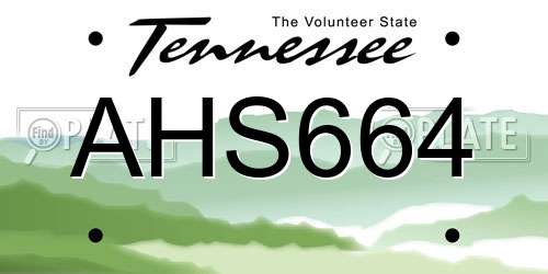 AHS664 Tennessee License Plate