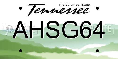 AHSG64 Tennessee License Plate