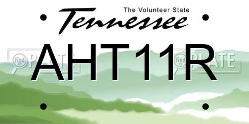 AHT11R Tennessee License Plate