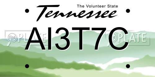AI3T7C Tennessee License Plate