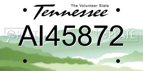 AI45872 Tennessee License Plate