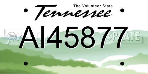 AI45877 Tennessee License Plate