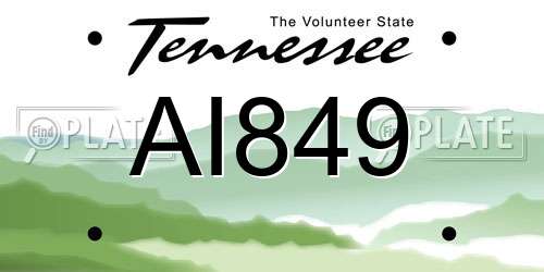 AI849 Tennessee License Plate