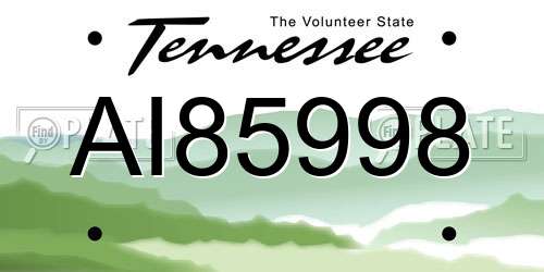 AI85998 Tennessee License Plate